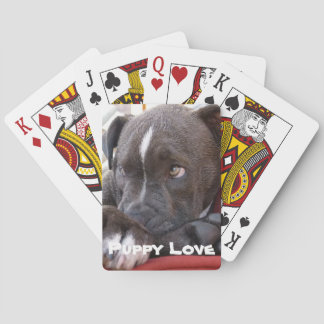 Editable Baby Pitbull Puppy Playing Cards