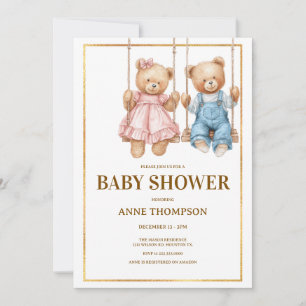 Editable Baby Shower – Cute Teddy Bear  Invitation