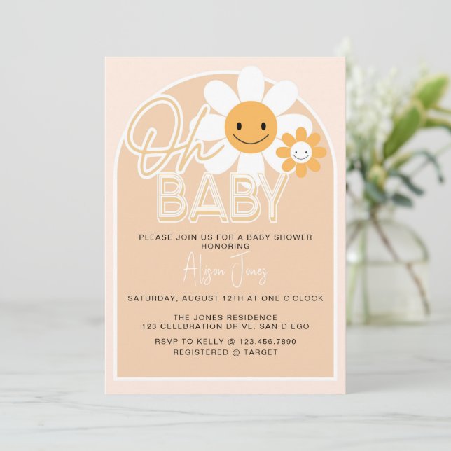 Editable, Baby Shower, Oh Baby, Gender Neutral,  Invitation (Standing Front)