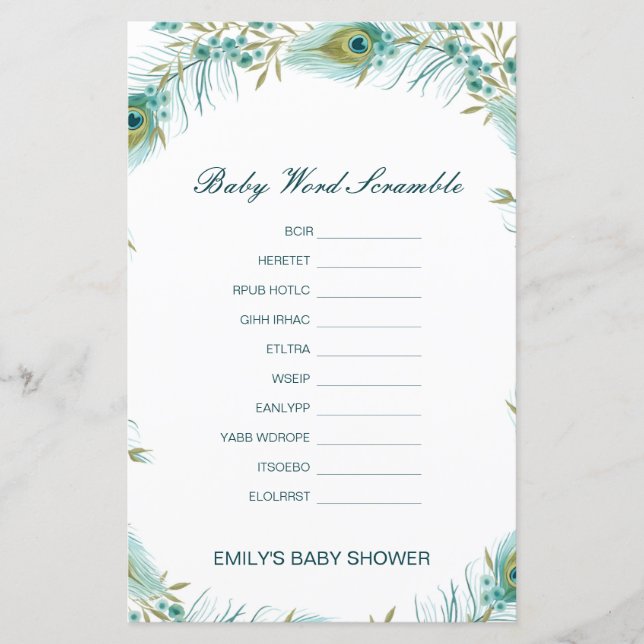 Editable Baby Word Scramble with Answer (Front)