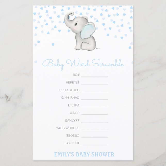 Editable Baby Word Scramble with Answer (Front)