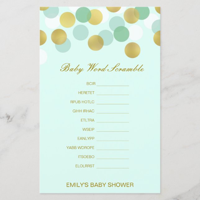 Editable Baby Word Scramble with Answer (Front)