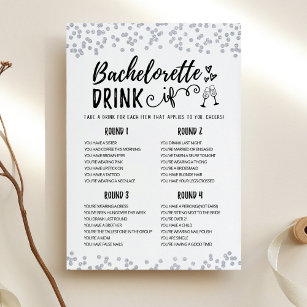 Editable Bachelorette DRINK IF Hen Party Game Card