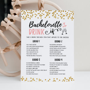 Editable Bachelorette DRINK IF Hen Party Game Card