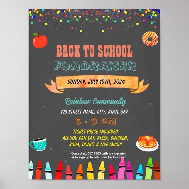 Editable Back to School Breakfast Social Flyer Poster (Front)