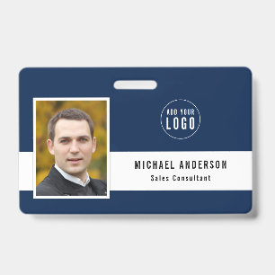 Editable Background Color Add Your Logo Photo Name Badge