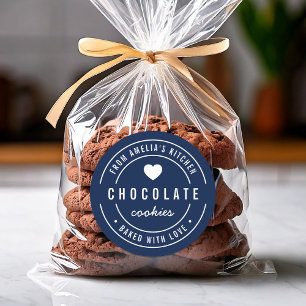 Editable Background Color Baked with Love Classic Round Sticker