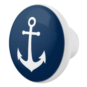 Editable Background Color White Anchor Ceramic Knob
