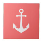 Editable Background Color White Anchor Tile<br><div class="desc">Nautical ceramic tile featuring a white anchor against a background color that is editable (click customize to change).

To add text text click the "Customize" button. 

*Please note that the Zazzle Watermark that appears in the zoom preview will NOT appear on the final printed product. 

© Rosewood and Citrus</div>