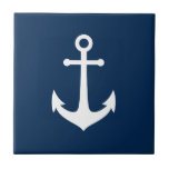 Editable Background Color White Anchor Tile<br><div class="desc">Nautical ceramic tile featuring a white anchor against a background color that is editable (click customize to change).

To add text text click the "Customize" button. 

*Please note that the Zazzle Watermark that appears in the zoom preview will NOT appear on the final printed product. 

© Rosewood and Citrus</div>