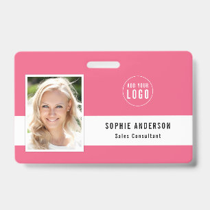 Editable Background Colour Add Your Logo Photo Nam Badge