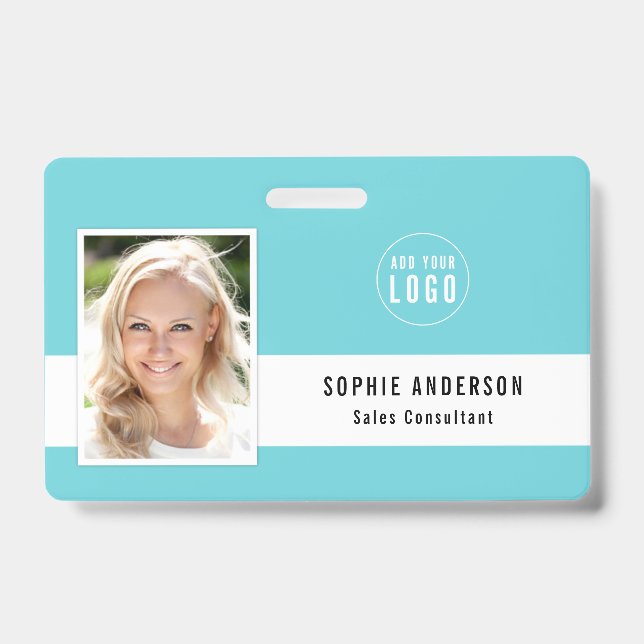 Editable Background Colour Add Your Logo Photo Nam Badge (Front)