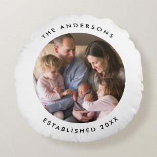 Editable Background Colour Add Your Photo Modern Round Pillow