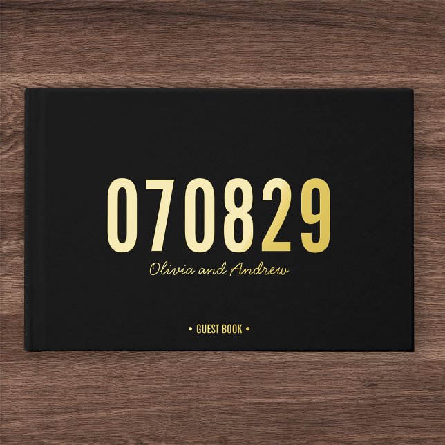 Editable Background Colour Date Bold Modern Weddin Guest Book (Creator Uploaded)