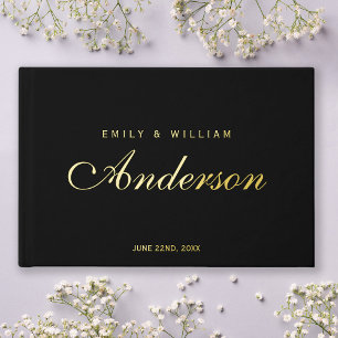 Editable Background Colour Elegant Wedding Script Guest Book