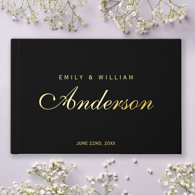 Editable Background Colour Elegant Wedding Script Guest Book (Creator Uploaded)