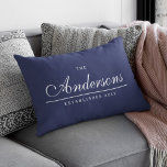 Editable Background Colour Established Family Name Lumbar Pillow<br><div class="desc">This versatile Family Name pillow with editable front and back background colour features your family name in an elegant cursive font and below a thin line, state when your family was established. Change the colour of this pillow and make it suit your home decor colour scheme. Personalize it by replacing...</div>