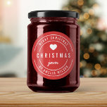 EDITABLE Background Colour Merry Christmas Jam  Classic Round Sticker<br><div class="desc">Round Modern Bold "Merry Christmas Jam" sticker featuring a heart and double border in white against a background colour that is editable (click customize and change background colour). It's perfect for labelling what you've made. Personalize it by replacing the placeholder text. For more options such as to change the background...</div>