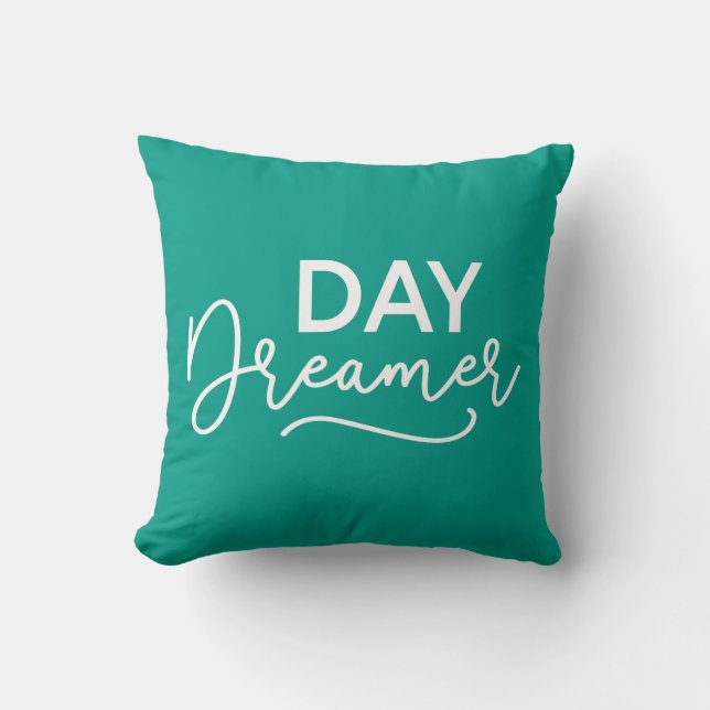 Editable Background Colour Modern Day Dreamer Throw Pillow (Front)