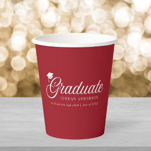 Editable Background Colour Mortarboard Graduate Paper Cups