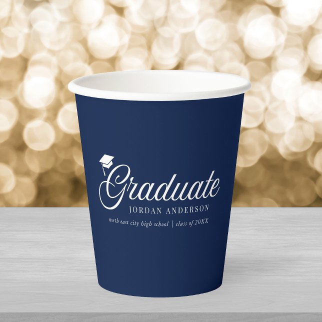 Editable Background Colour Mortarboard Graduate Paper Cups (Creator Uploaded)
