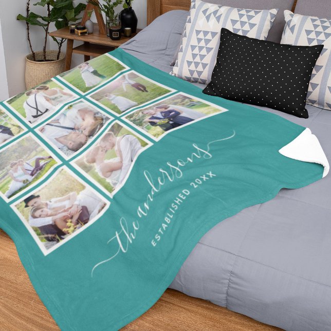 Editable Background Colour Photo Collage Script Fleece Blanket (Creator Uploaded)
