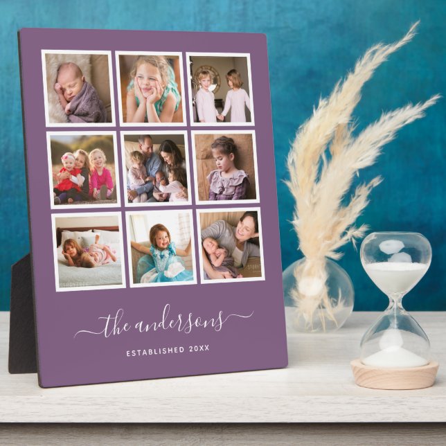 Editable Background Colour Photo Collage Script Plaque (Side)