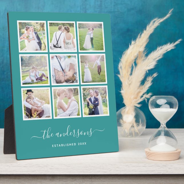 Editable Background Colour Photo Collage Script Plaque (Side)