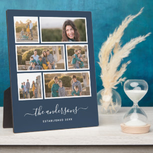 Editable Background Colour Six Photo Collage Scrip Plaque