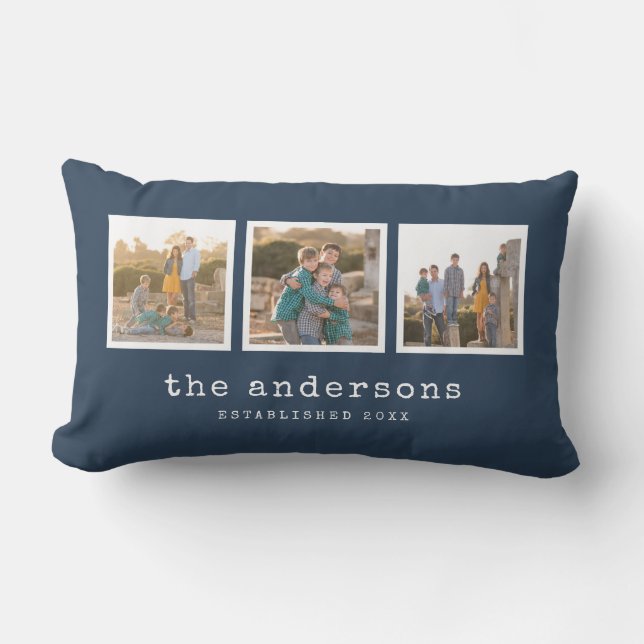 Editable Background Colour Typewriter Photo Lumbar Pillow (Front)