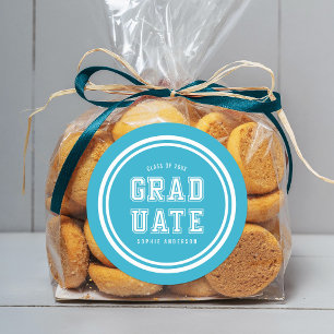 Editable Background Colour Varsity Graduate Classic Round Sticker