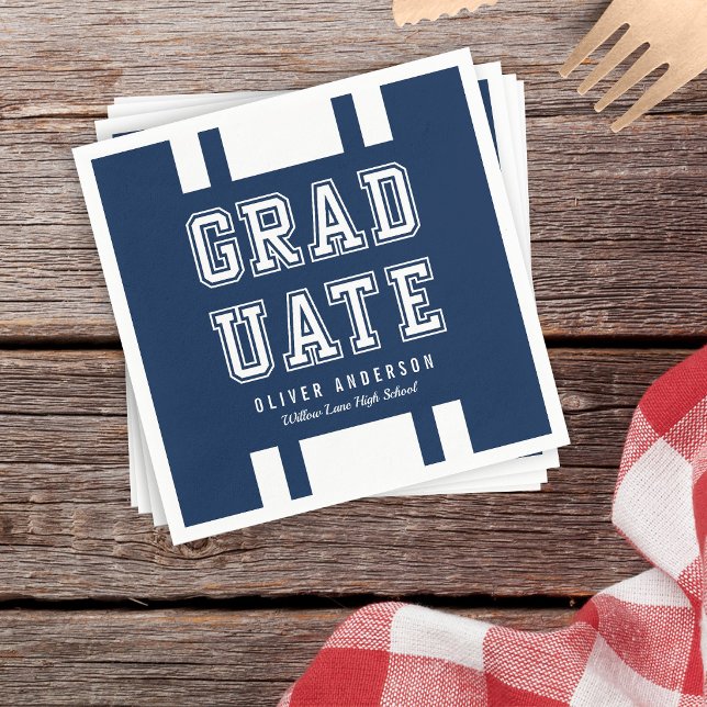 Editable Background Colour Varsity Graduate Napkin (Creator Uploaded)