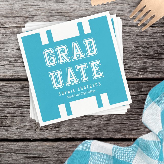 Editable Background Colour Varsity Graduate Napkin (Creator Uploaded)