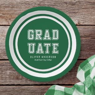 Editable Background Colour Varsity Graduate Paper Plate