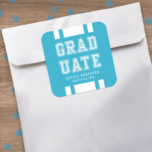 Editable Background Colour Varsity Graduate Square Sticker