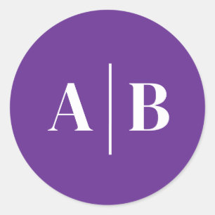 Editable Background Colour Wedding Monogram Classic Round Sticker