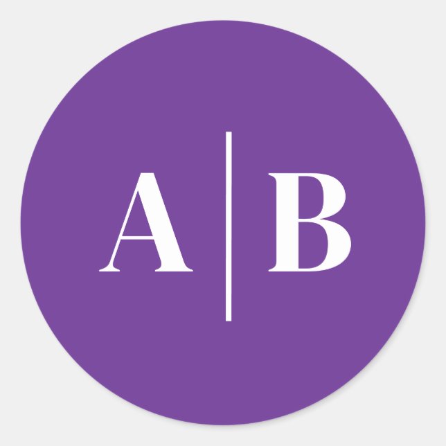 Editable Background Colour Wedding Monogram Classic Round Sticker (Front)