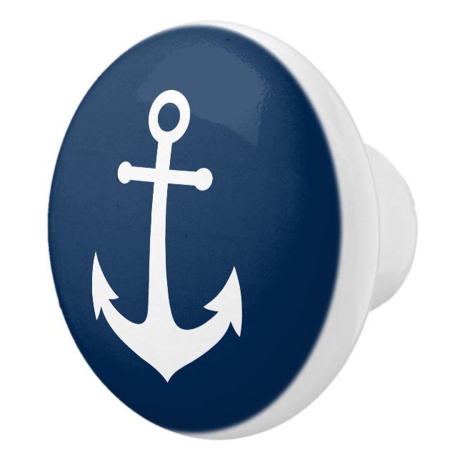 Editable Background Colour White Anchor Ceramic Knob (Right)