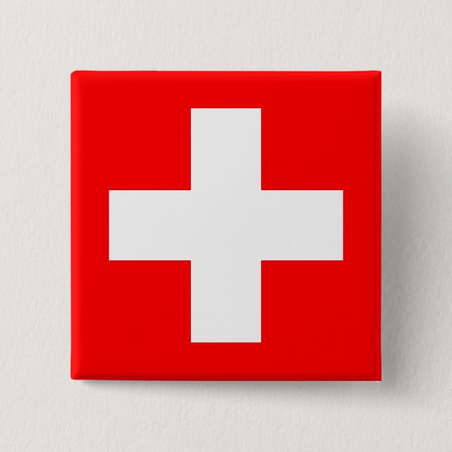 Editable Background, The Flag of Switzerland 2 Inch Square Button (Front)