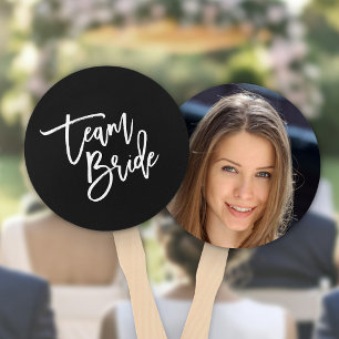 Editable Background White Brush Script Team Bride Hand Fan