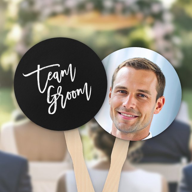 Editable Background White Brush Script Team Groom Hand Fan (Creator Uploaded)