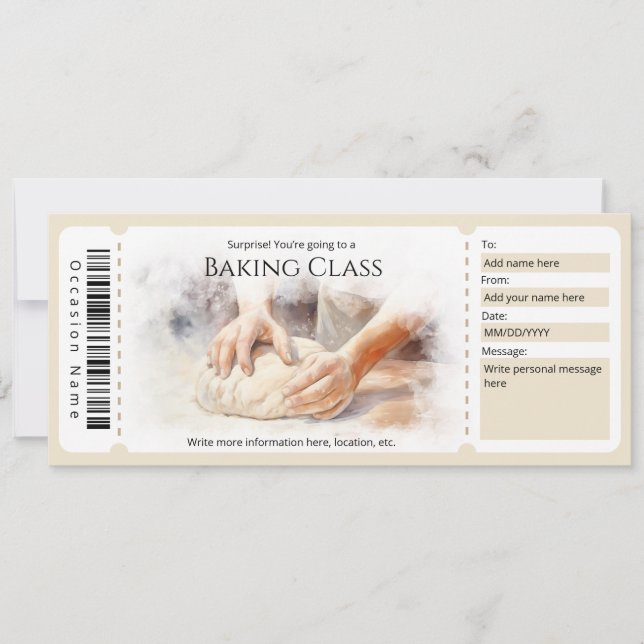 Editable  Baking Class Gift Certificate Template (Front)