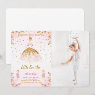 Editable Ballerina Birthday Photo Invitation