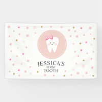 Editable banner for the First Tooth party.