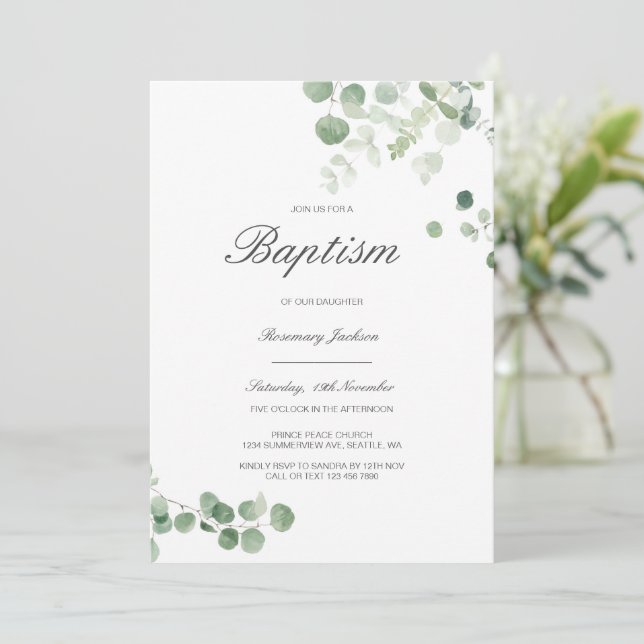 Editable Baptism Invitation, Custom Baptism Invitation (Standing Front)