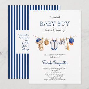 Editable Baseball Baby Shower Boy Invitation
