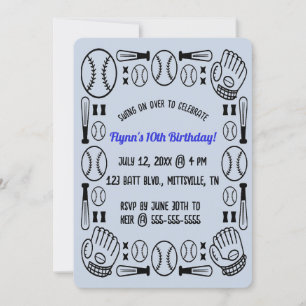 Editable Baseball Birthday Invitation