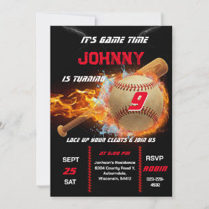 Editable Baseball Birthday Invitation