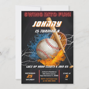 Editable Baseball Birthday Invitation Template