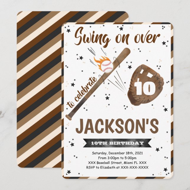 Editable Baseball Invitation (Front/Back)